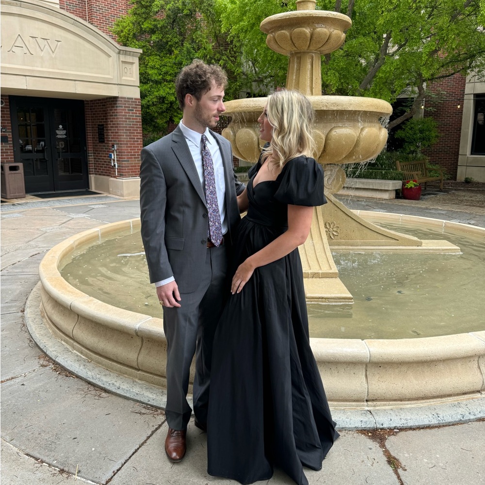 Black puff sleeve, prom dress, full length